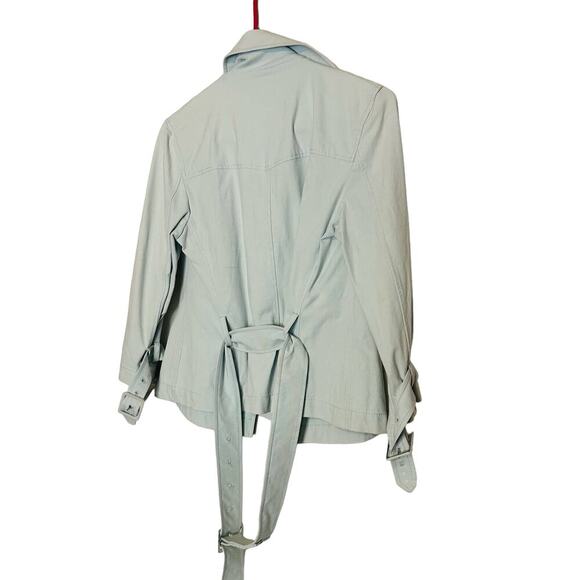 Piazza Sempione Baby Blue Belted Collared Button Front Jacket size US 8 - Picture 2 of 8